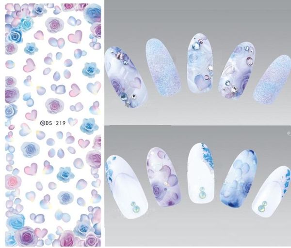 

stickers & decals elegant florals nails art manicure water decal decorations design transfer nail sticker for tips beauty, Black