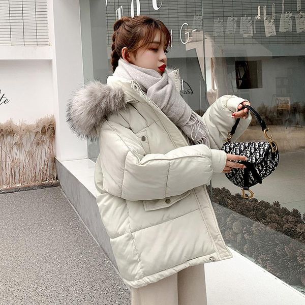 

2020 new ladies' down cotton women's short winter loose bread coat jacket student korean version, Black