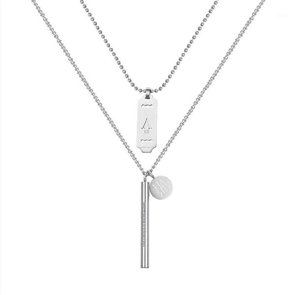 

silver necklace women fashion stainless steel nameplate chains necklace lovers pendant simple jewelry for neck male accessories1