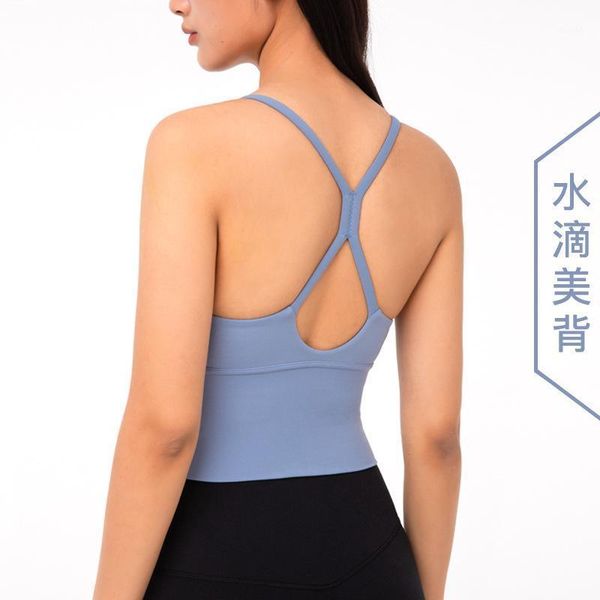 

gym clothing 2021 style v-neck small camisole bare sense skin-friendly sports underwear slimming beauty back high-waisted fitness yoga br1, White;black