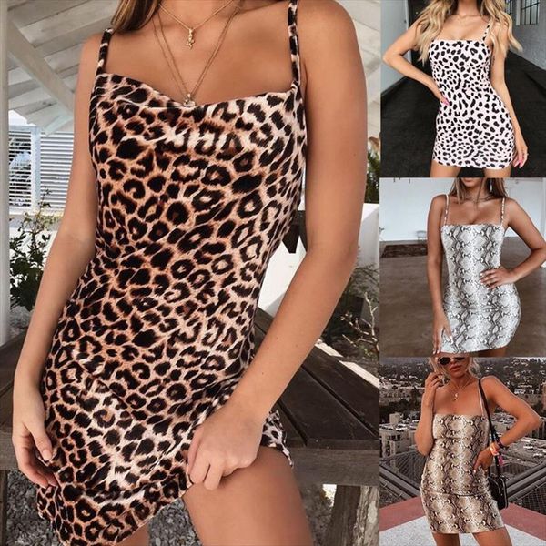 

women spaghetti strap stretchy package hip bodycon leopard dress evening party short mini dress club size 6 14, Black;gray