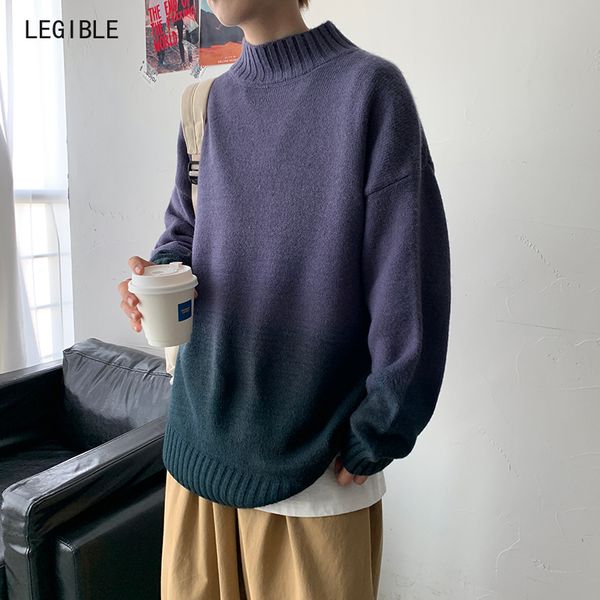 

men's sweaters legible men autumn winter korean style turtlenck collar sweater pullovers harajuku streetwear male clothing, White;black