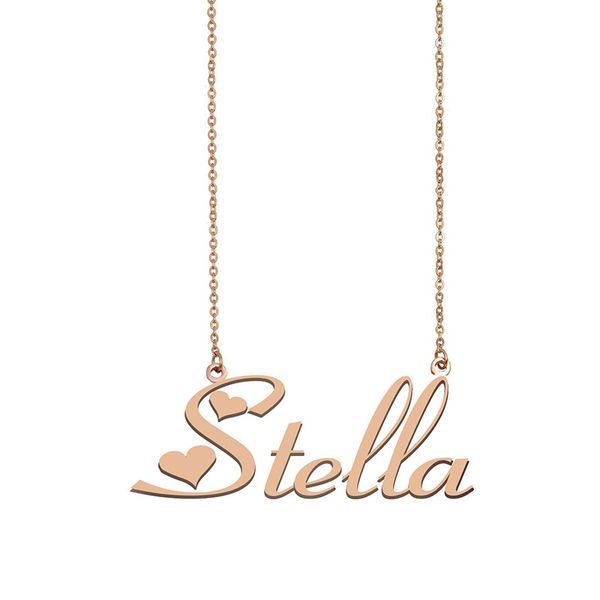 

stella name necklace custom nameplate pendant for women girls birthday gift kids friends jewelry 18k gold plated stainless steel, Silver