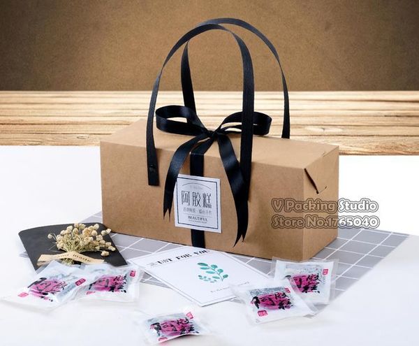 

100pcs brown kraft paper box cake boxes with handle, cookie baking biscuits,nuts packaging box wedding gift packaging