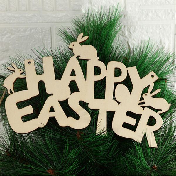 

happy easter rabbit wooden pendants wood letters craft ornament diy hanging pendants cute bunny easter decoration party gifts e122504