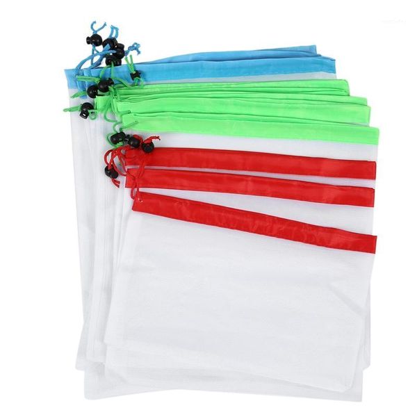 

storage bags 12pcs reusable mesh produce washable eco friendly for grocery shopping fruit vegetable toys-abux1