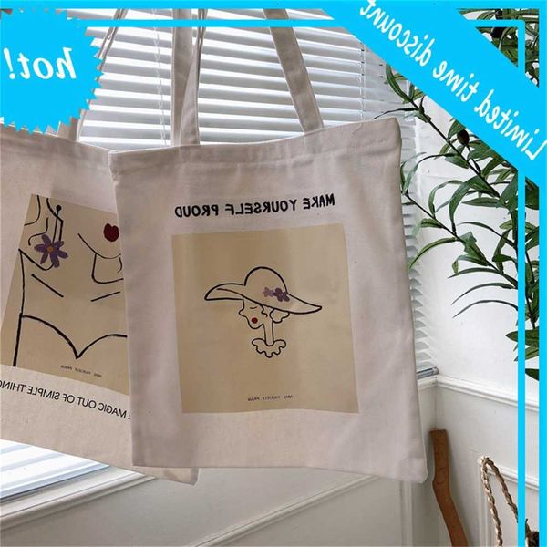 

07142 korean simple eardrop women's canvas bag