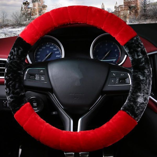 

winter car steering wheel protective cover car accessories anti-slip plush steering wheel cover warm for women 38cm1