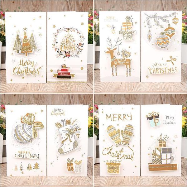 

40santa claus elk colored ball boots three-dimensional christmas card new year's eve card holiday wish family message1