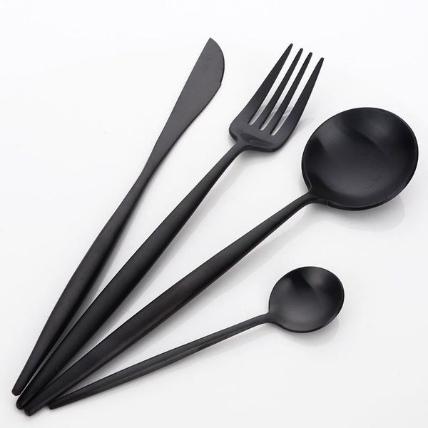

flatware sets factory 4pcs black dinnerware set luxury titanium tableware fork spoon knife 18/10 stainless steel for cutlery