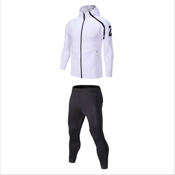 

sports suit men's couple models running fitness leisure plus size long-sleeved hooded three-piece suit, Gray