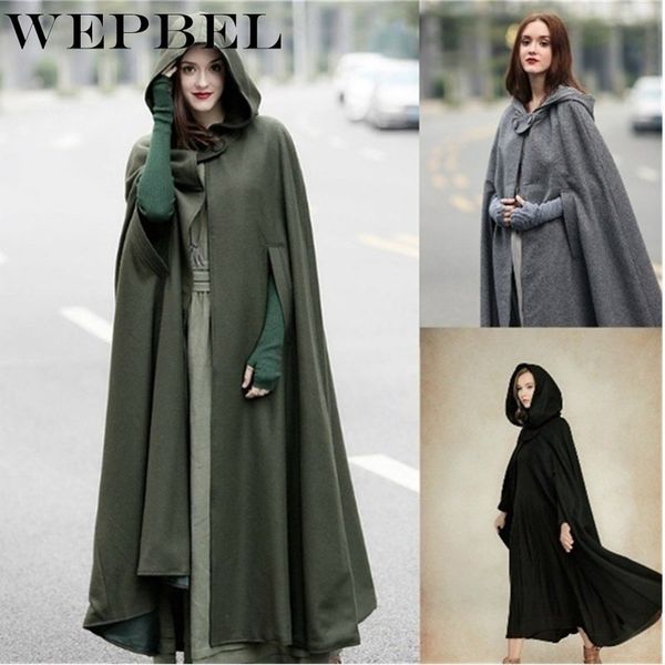 

wepbel women's fashion autumn winter gothic trendy maxi hooded cloak cardigan coat hoodie long cape costume cosplay outerwear 1031, Tan;black