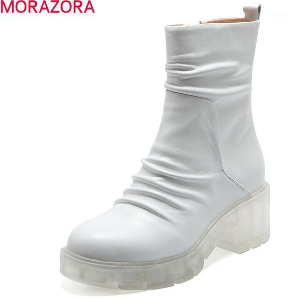 

boots morazora 2021 arrival fashion women sheepskin ladies shoes autumn winter solid color ankle boots1, Black