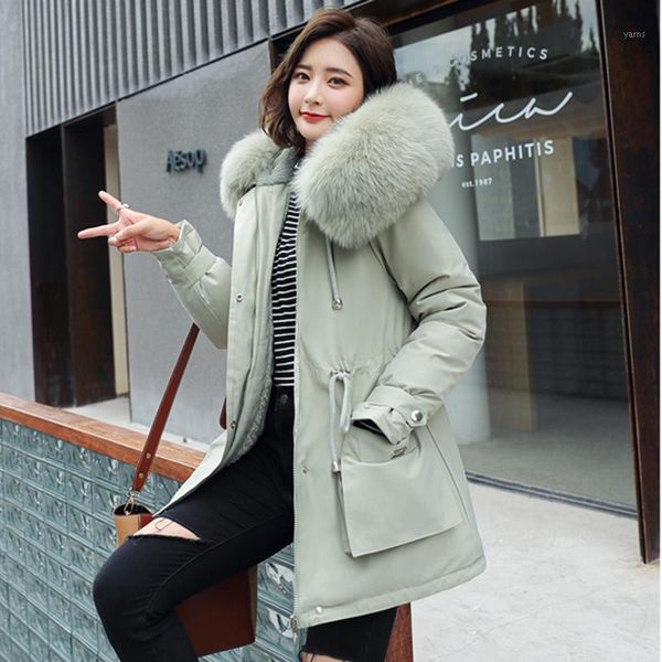 

fashion slim ladies winter cotton jacket warm long jacket parker women's1, Black