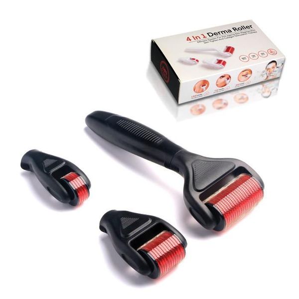 

derma roller 4 in 1 dermaroller kit microneedling skin care face roller with travel case 10sets/lot dhl shipping