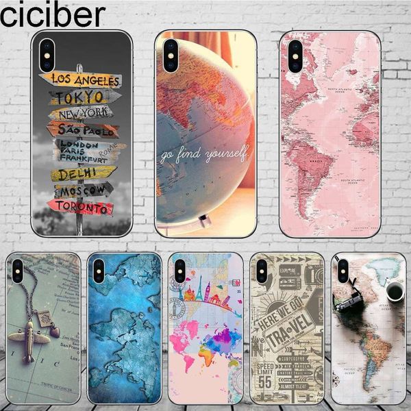 

ciciber - travel bag with vip world map, soft tpu bag of vip 11 pro max, xr 8 7 6 6s plus x xs max 5s se4fre