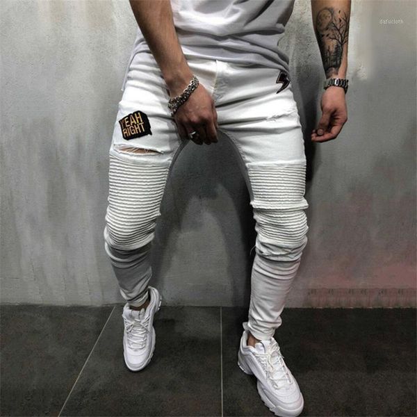 

men jeans 2020 hip hop sweatpants skinny motorcycle denim pants zipper designer jeans mens casual men jean trousers clothes1, Blue