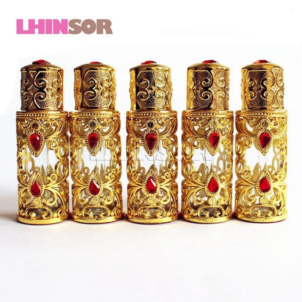 

3ml antiqued metal perfume bottle arabic style essential oils bottles alloy royal glass container wedding decorated gift