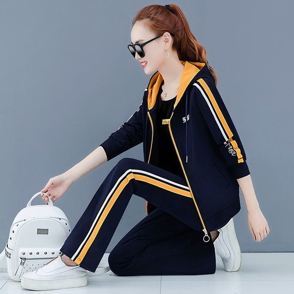 

2 large-scale nightgown autumn sportwear striped workout sweatshirt casual ensemble female sweaters al1z, Gray