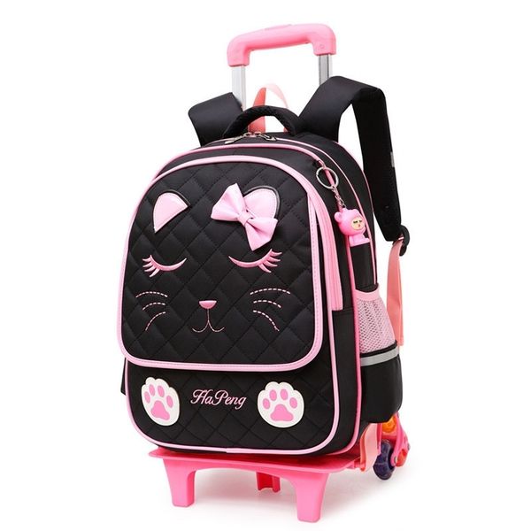 

latest removable children school bags 2/6 wheels for girls trolley backpack kids wheeled bag bookbag travel luggage mochila y200706