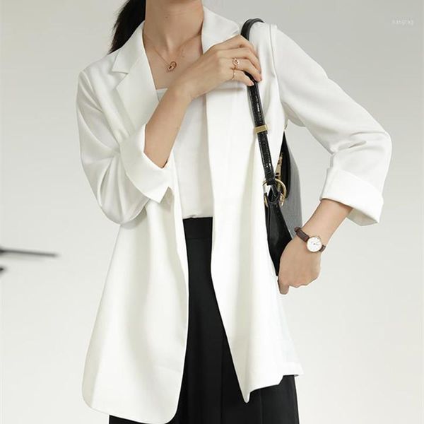 

hzirip plus size suit blazer loose elegant summer chiffon blazers 2020 new office lady loose sunscreen clothing women cardigan1, White;black