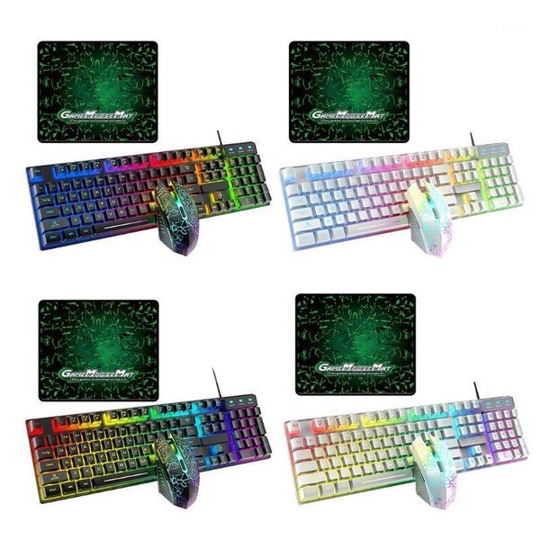 

keyboard mouse combos t6rgb luminous wired gaming and set with large pad usb colorful backlit mechanical feel keyboard1