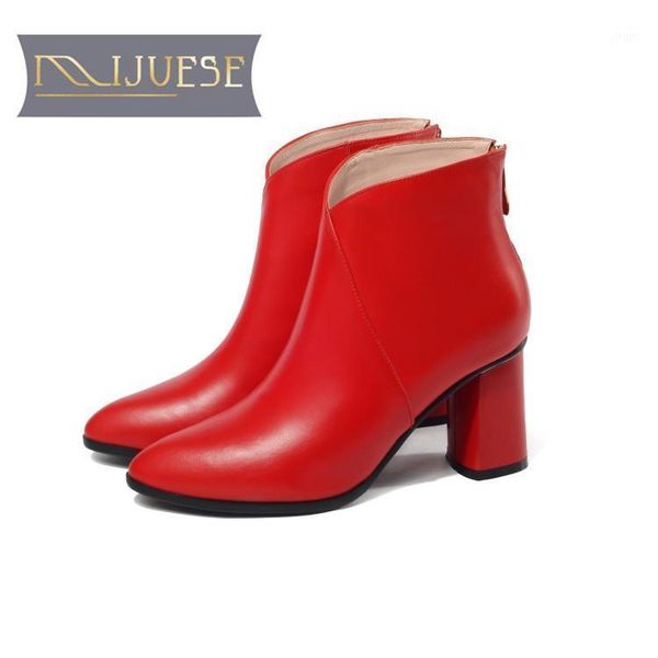 

mljuese 2021 women ankle boots cow leather winter warm female boots high heel women big size 34-42 party wedding1, Black