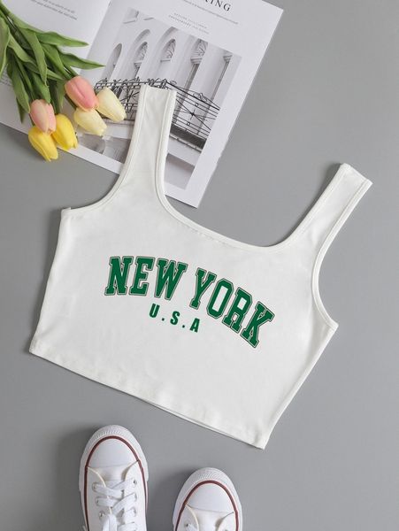 

letter graphic crop tank q3eu#, White