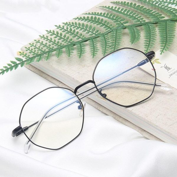 

fashion sunglasses frames 2021 metal anti-blue light eyeglasses women optical myopia glasses classic square men prescription computer, Black