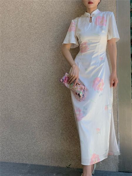 

улучшенное платье китайский стиль талии плотно элегантный похудение атласной юбки skirtcheongsam cheongsam skirtskirt 2020 летняя wcnha, Black;gray