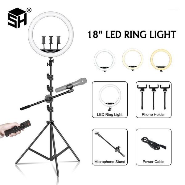 

18inch/45cm led ring light professioal pgraphy selfie ring light for makeup video with tripod & mic stand1