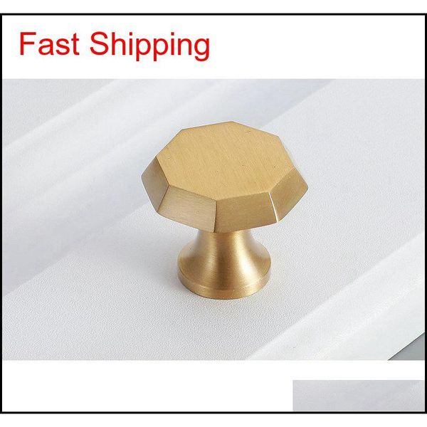 

modern brushed cabinet knobs solid brass gold octagon shape furniture dresser kitchen drawer knob pull hand qylolg yh_pack