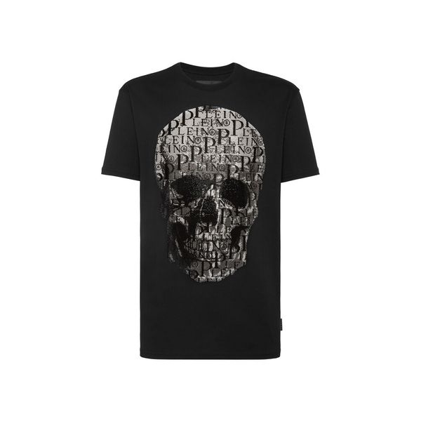 

men's t-shirts round neck ss skull and plein mens designer tshirts rhinestone skulls men t-shirt classical tees pb 16583, White;black