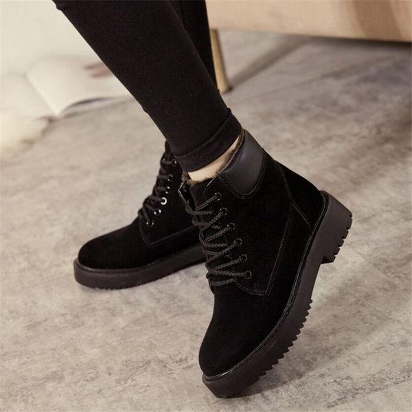 

2021 new women snowboots winter warm ladies boots lace up to fur comfort female fashion more size shoes xmib, Black