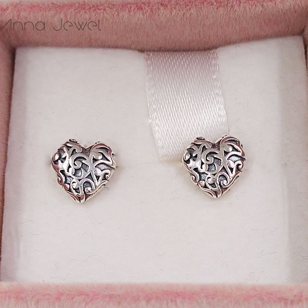 Autêntico 100% 925 Sterling Silver Pandora Regal Hearts Brincos com Clear CZ Encaixe o estilo europeu jóias 297693
