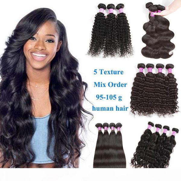 

malaysian wet and wary hair weave 6 bundles brazilian virgin hair body wave straight peruvian deep water kinky curly human hair extensions, Black