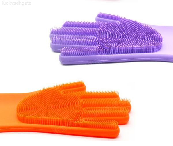 

factoryw703scald brush resuable glove silicone anti magic washing gloves household scrubber multipurpose kitchen bathroo