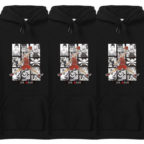 

zues slam dunk master sakura flower path basketball hoodie hoodiemen's and women's loose hip-hop basketball animation peripheral h, Black