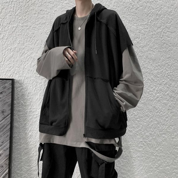 

short sleeve hoodies men korean style clothing harajuku sweatshirts fashion hip hop solid hoodie1, Black