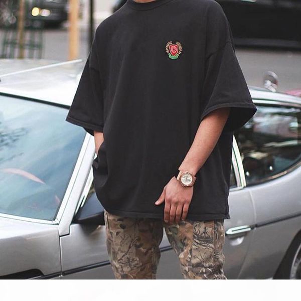 

20ss embroidery vintage tee men women solid casual simple short sleeves high street skateboard t-shirt summer breathable tee hfymtx828, White;black