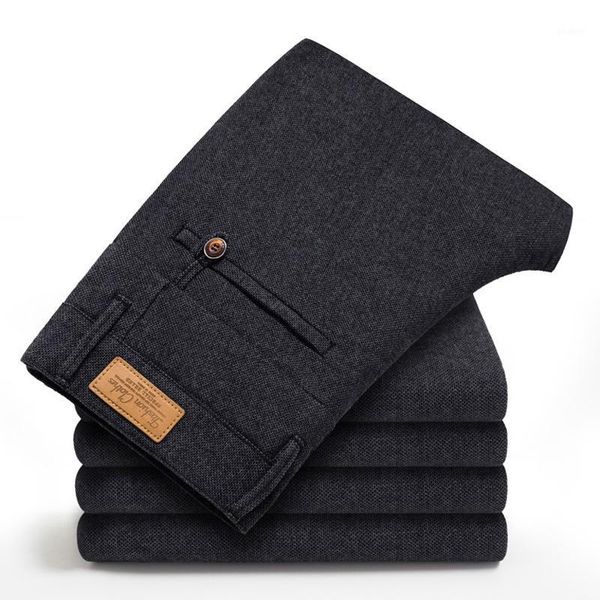 

2020 brand mens pant classics casual business stretch trousers regular straight pant black blue khaki 4 colors plus size1