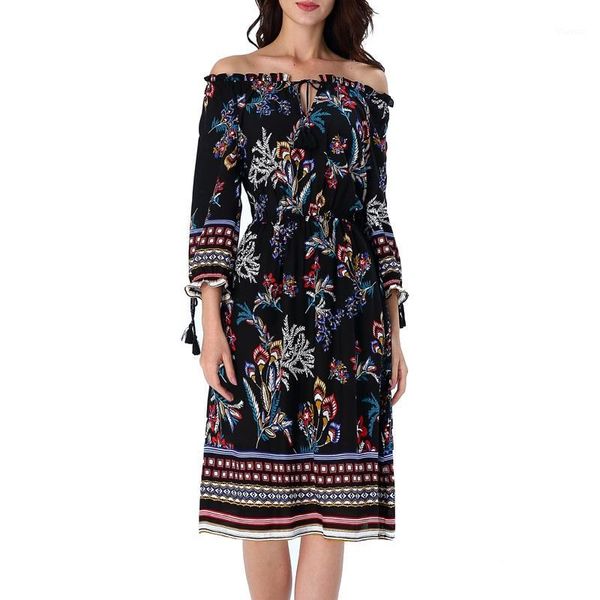 

vfemage womens summer floral print drawstring ruffle off shoulder pleated sundress casual beach party skater a-line dress 31771, White;black
