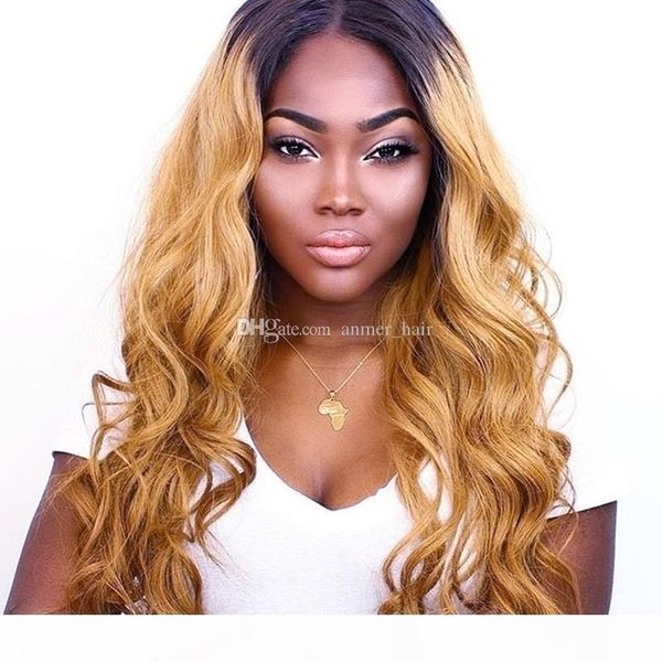 

ombre brown wig 1b 27 glueless full lace human hair wigs for black women brazilian body wave lace front wig with baby hair, Black;brown