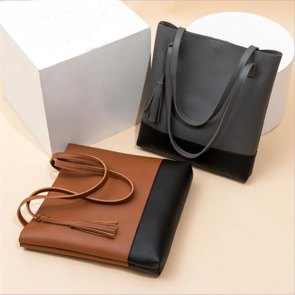 

ladies handbag satchels bolsa feminina large capacity fashion pu leather women tassel bucket bags clutch handbag
