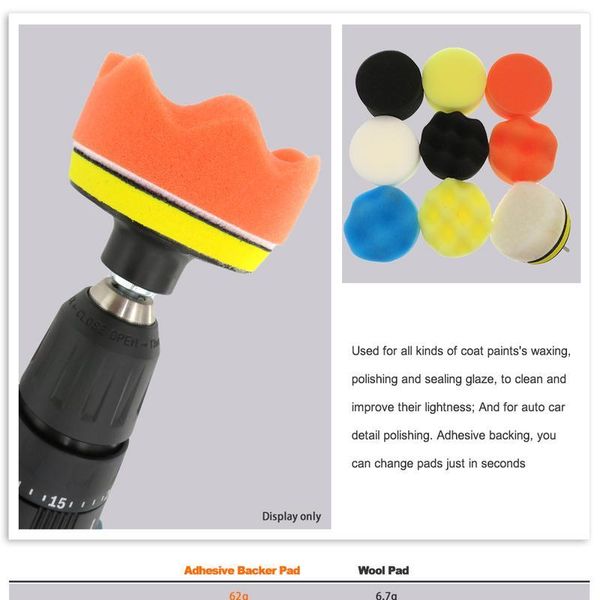 

11pcs/set 3inch car polishing disc self-adhesive buffing waxing sponge wool wheel polishing pad for car polisher drill bbyefq