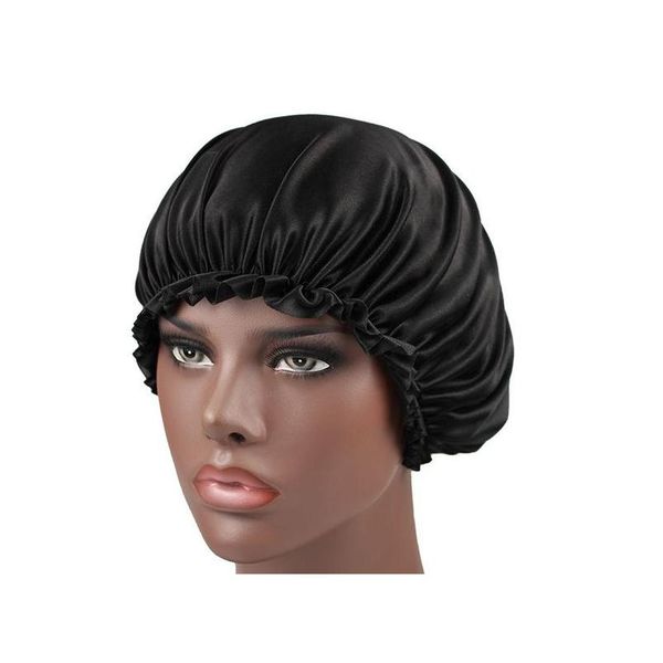 

new elastic women satin bonnet turban hat headwear chemo beanies silk donna sleep cap ladies hair cover jllxtp home003, Blue;gray