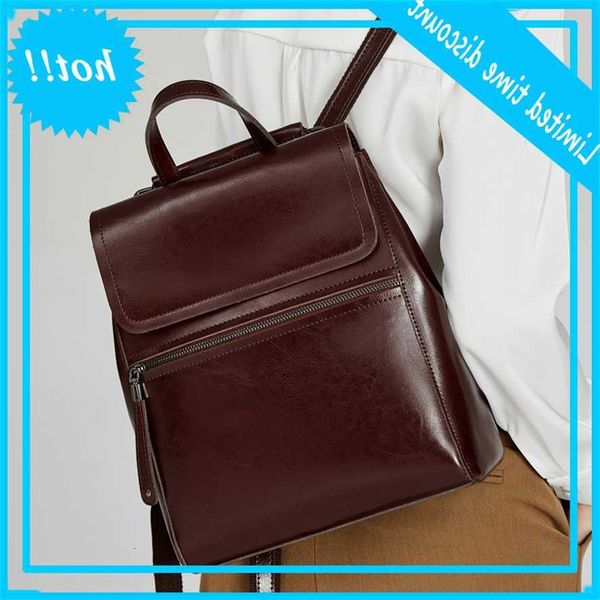 

2021 new fashion pure oil wax cow leather backpack for women