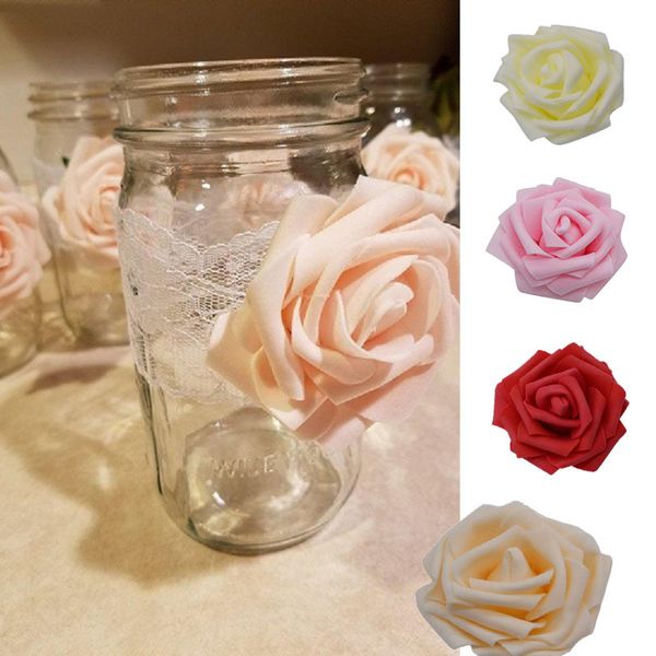 

30pcs artificial 8cm pe foam rose heads bouquet party home decorative wreath diy flower ball wedding decoration