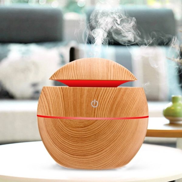 

electric air humidifier essential aroma oil diffuser ultrasonic wood grain humidifier usb home mini mist maker led light for 1012