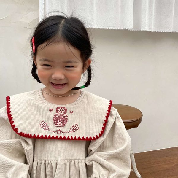 

girls embroidered mqd corduroy 2021 korean big lapel drsh998 oudm4vbr, Red;yellow